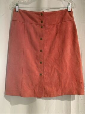 Jones New York Coral Suede Leather Snap-Front Pencil Skirt Vintage